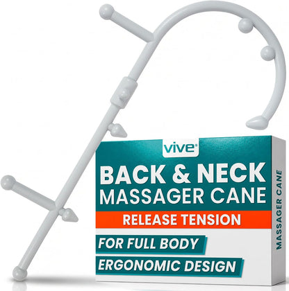 Vive Back and Neck Massager Cane - Trigger Point Massage Tools for Pain | Relief and Muscle - Handheld Self Massage Hook Therapy for Neck, Shoulder - Deep Tissue Myofascial Release Aid for Women