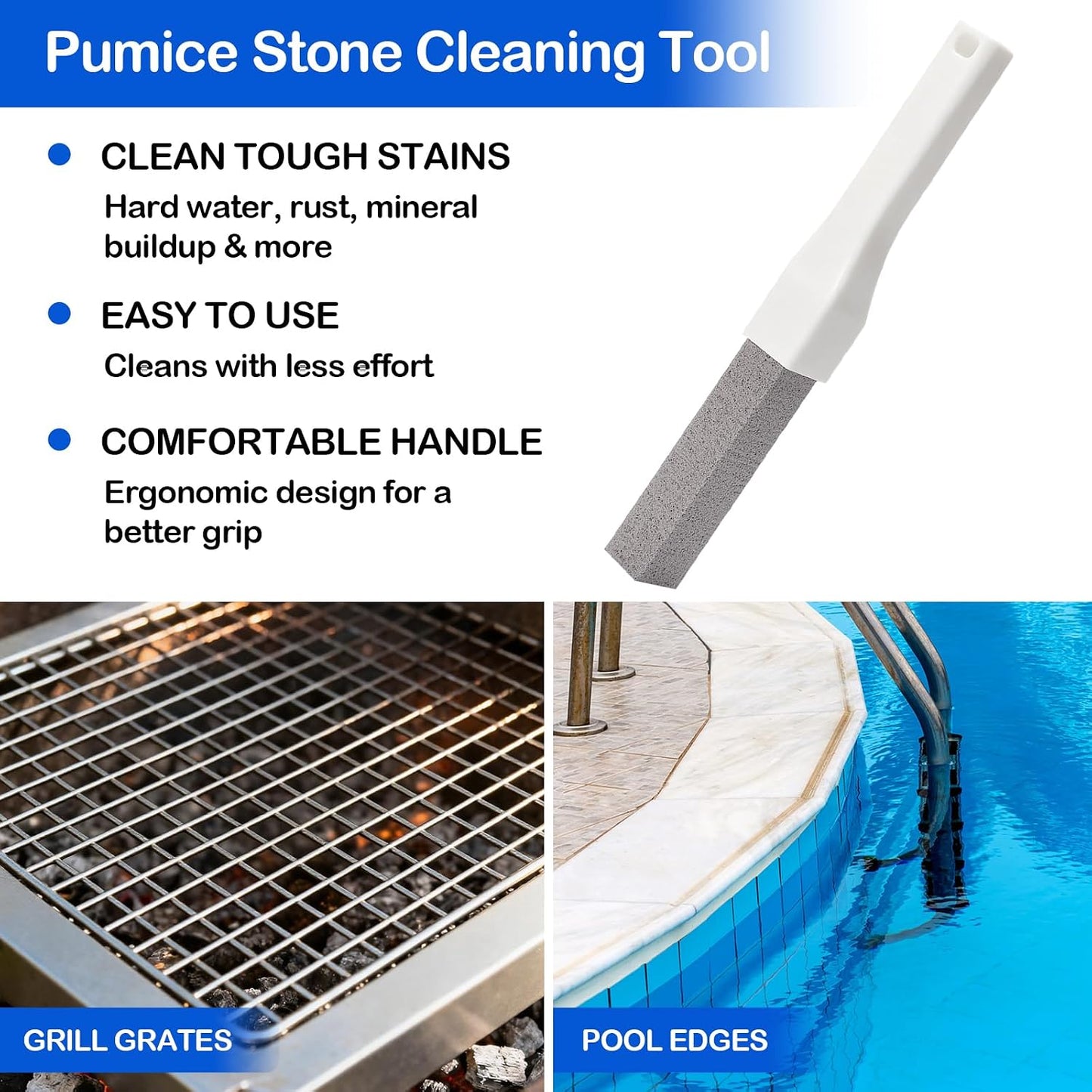 Pumice Stone Toilet Bowl Cleaner with Handle for Hard Water & Rust | Toilet Pumice Stone for Hard Water Ring, Rust Stains, Toilet Bowls and Sinks