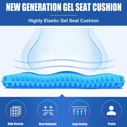 Gel Seat Cushion for Long Sitting - 1.65inch Double Thick Cooling Egg Cushion for Back, Hip, Sciatica, Coccyx, Tailbone Pain Relief - Office Chair Car Seat Cushion – Wheelchair Cushions