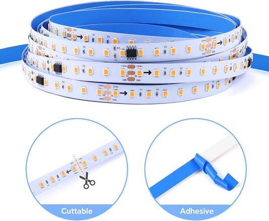 Motion Sensor LED Strip Light Kit 16.4Ft Running Water Flowing | LED Strip Lights Cut&Dimmable, 3000K 24V Motion Activated Flexible Horse Race Tape Light for Room Stair Corridor