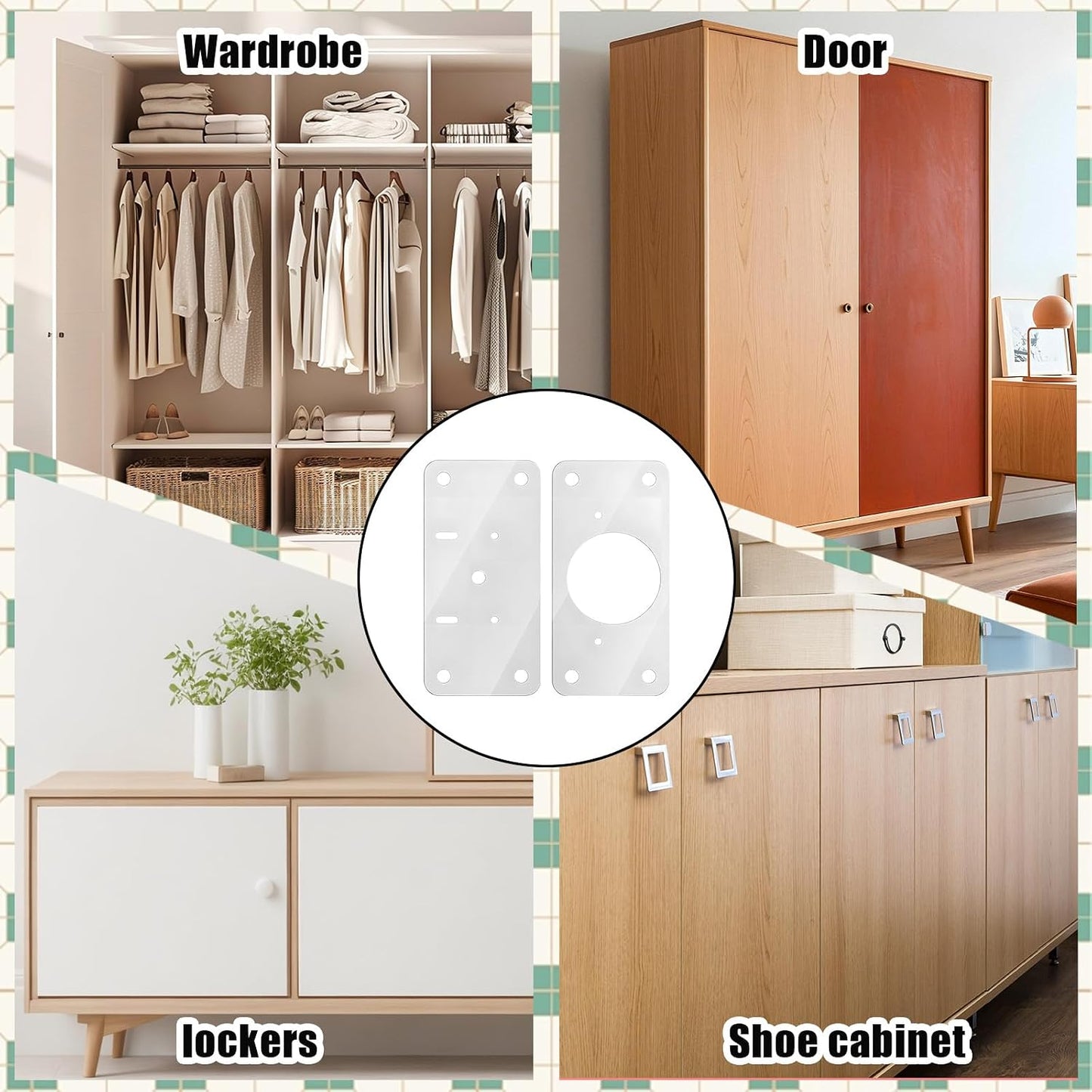 JJUNW 12Pcs Cabinet Hinges Repair Plates, Stainless Steel Repair Cabinets, Hinge Repairs Plate Cabinets Door Hinge with Mounting, Fixing Tool Plates Screws for Kitchen, Cupboard, Locker, Cabinet Doors