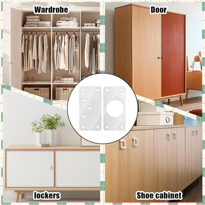 JJUNW 12Pcs Cabinet Hinges Repair Plates, Stainless Steel Repair Cabinets, Hinge Repairs Plate Cabinets Door Hinge with Mounting, Fixing Tool Plates Screws for Kitchen, Cupboard, Locker, Cabinet Doors