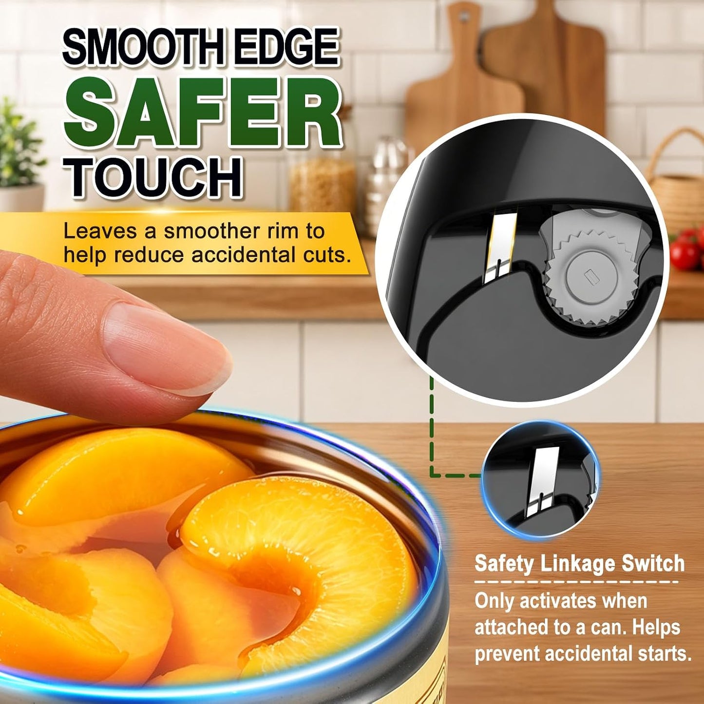 Electric Can Opener, One Touch Side Cut Automatic Can Opener with Smooth Edge, Safe & Easy Battery Operated Can Opener Fits Almost Cans, Kitchen Gadget for Seniors, Arthritis and Weak Hands