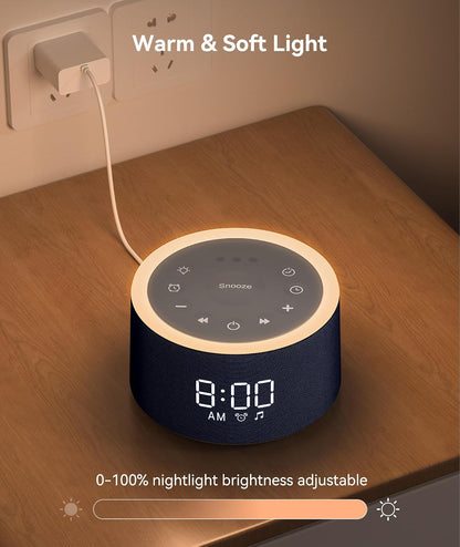 Dreamegg D1+ Sound Machine Alarm Clock, 29 Soothing Sounds with Night Light
