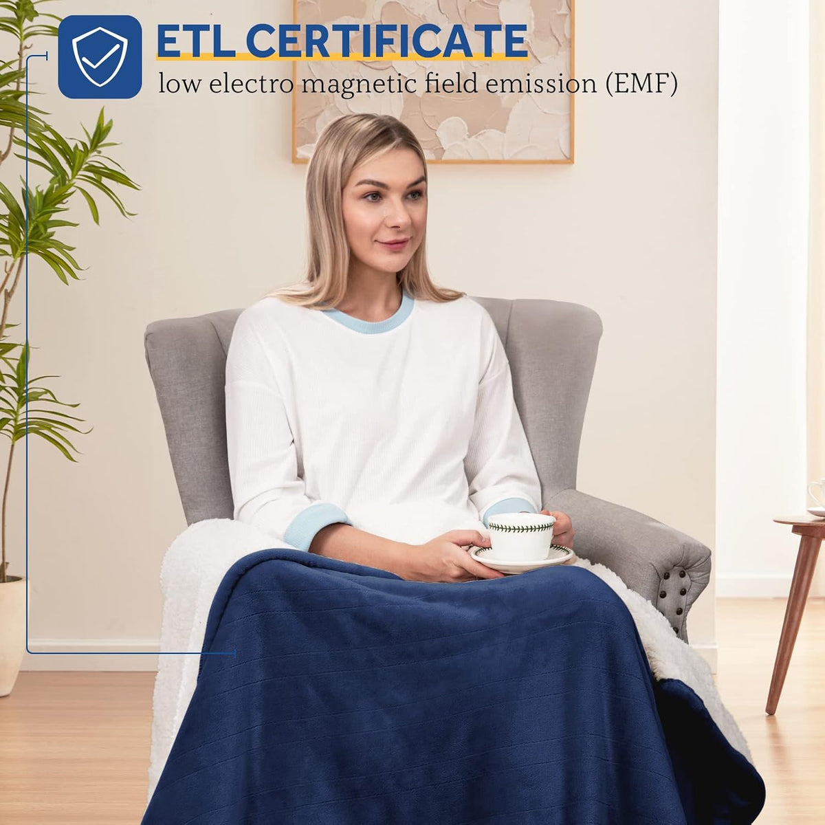 Sealy Electric Throw Blanket Heated Flannel & Sherpa Auto Shutoff 50"x60"