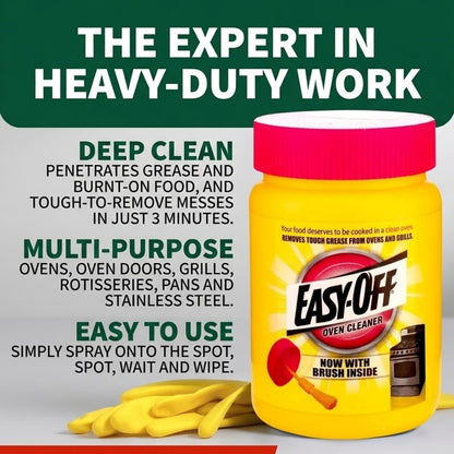 Oven Cleaner Paste with Applicator, Heavy Duty Grease Remover for Ovens & Grills, Fast Acting Kitchen Degreaser, 238g