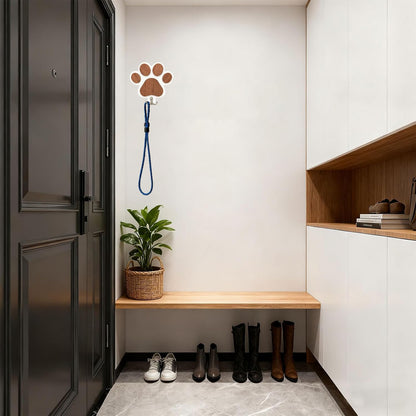 Goodangie00 Wooden Dog Leash Holder Wall Decoration, 3D Dog Paw Harness Wall Mount Hanger Organizer Hooks for Rustic Home Decor, Leashes, Keys, Collars, Hallway, Pet Lover Gift（White）