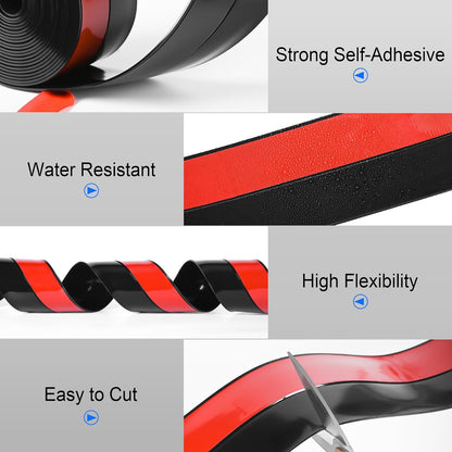ToLanbbt Weather Stripping Silicone Door Seal Strip 2 in x 10 ft Door Draft Stopper Self Adhesive Tape, Side & Bottom Gaps Insulation Seal for Glass Shower Sliding Window, Black
