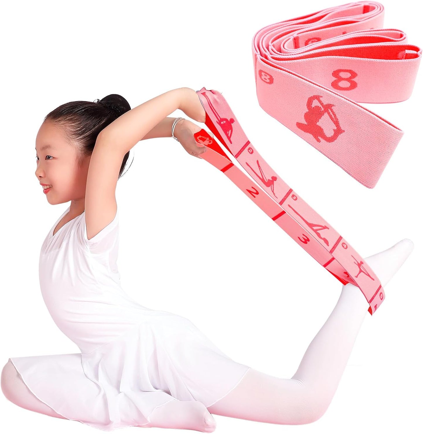 8 Loops Stretching Strap for Kids, Extended Dance Stretch Band Elastic for Ballet & Gymnastics, Children's Resistance Bands for Flexibility Training, Dance Equipment for Girls