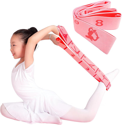 8 Loops Stretching Strap for Kids, Extended Dance Stretch Band Elastic for Ballet & Gymnastics, Children's Resistance Bands for Flexibility Training, Dance Equipment for Girls