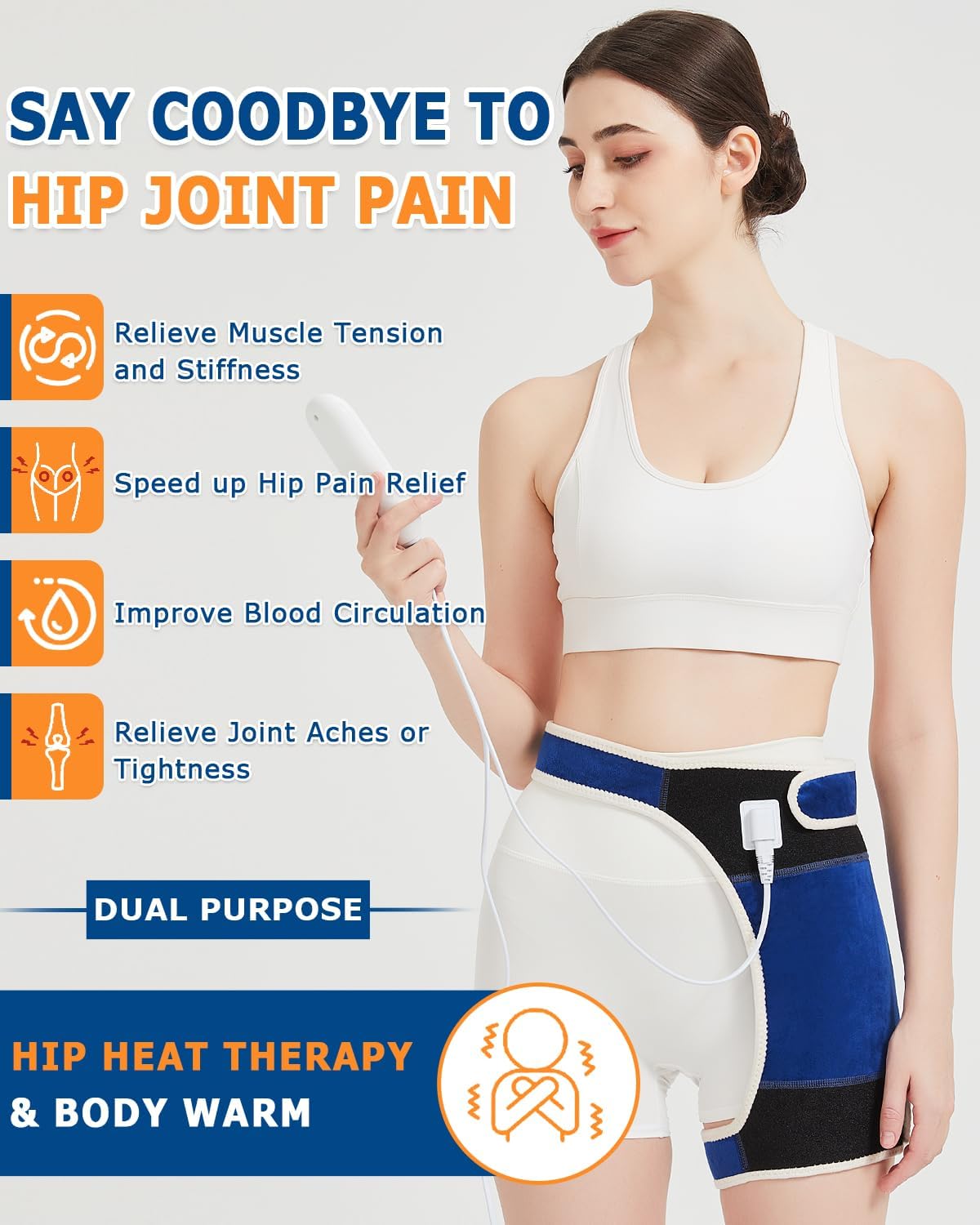 Cordless Leg Massager for Circulation and Pain Relief - 5000mAh Portable Heating Pad for Leg and Calf with 3-Level Vibration Massage, 104-140℉ Adjustable Temperature & 30/45/60 Min Timer
