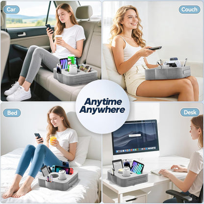 Couch Cup Holder Pillow, Sofa and Bed Caddy for iPad, Kindle, Switch, Game Controller, Remotes, Phones, Small-Sized Cup & Drink Holder for Couch, Bed, Desk, Car, Beach, Bathroom Cup Holder