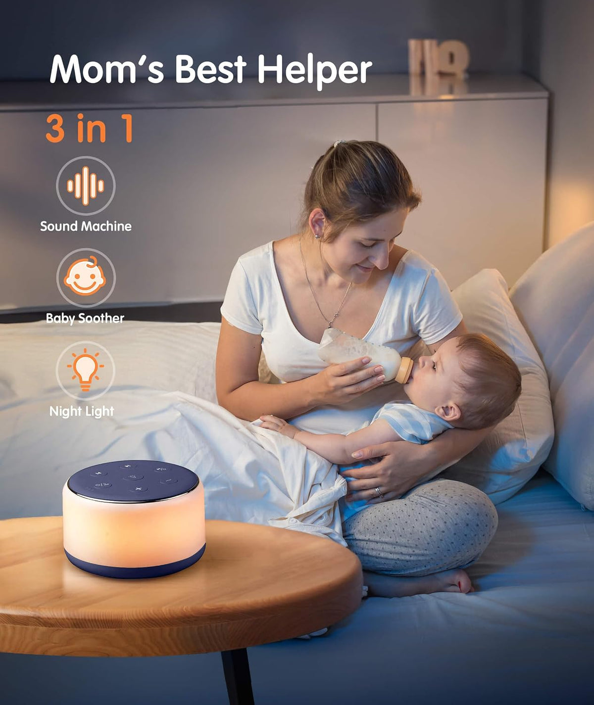 FamiSym Rechargeable White Noise Sound Machine Baby with Night Light