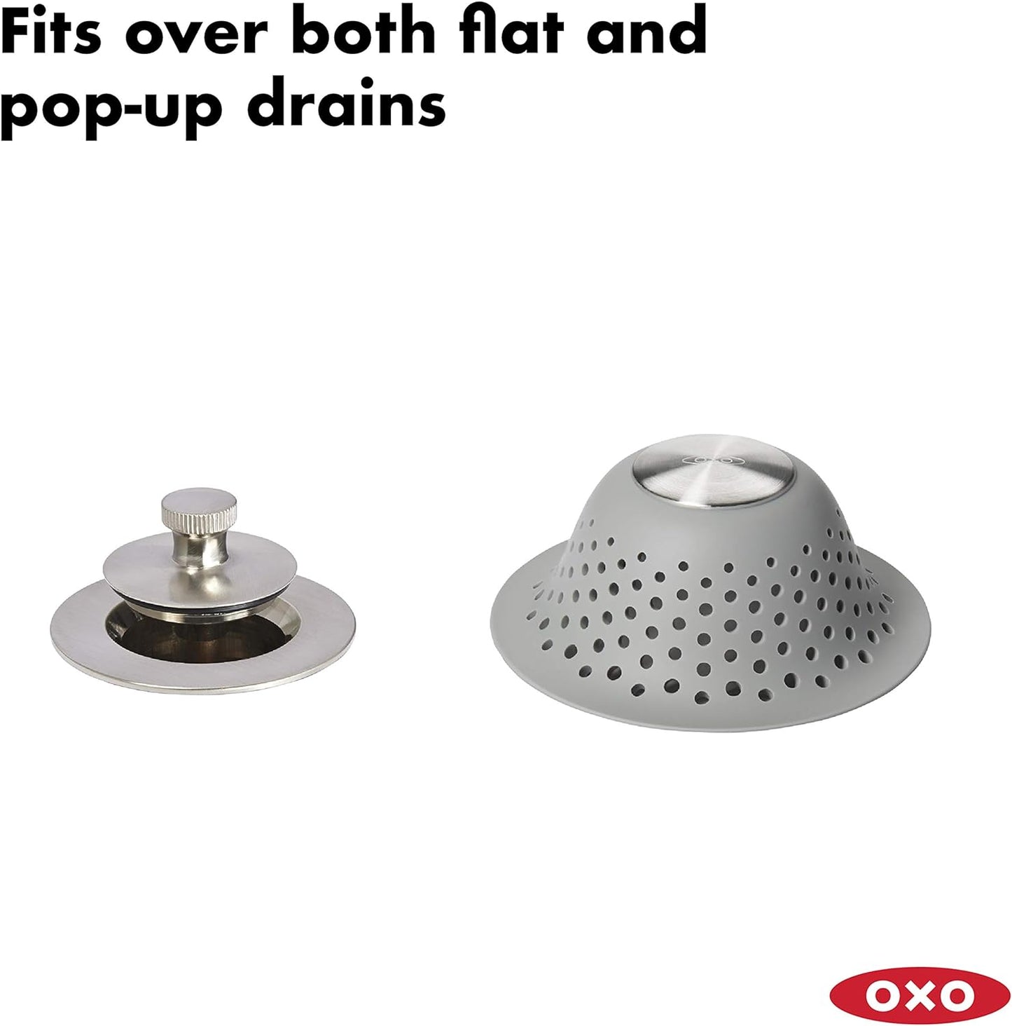 OXO Good Grips Silicone Shower & Tub Drain Protector, Hair Drain Catcher
