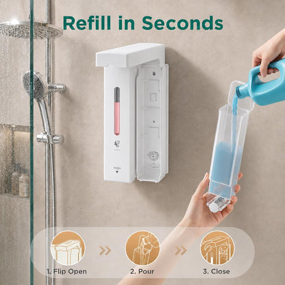 Shampoo and Conditioner Dispenser Wall Mounted, 3-Chamber Shower Soap Dispenser for Bathroom, 1200ML Large Capacity, No-Drill Installation, Clog-Free Pump for Thick Liquids (black-3-pack)