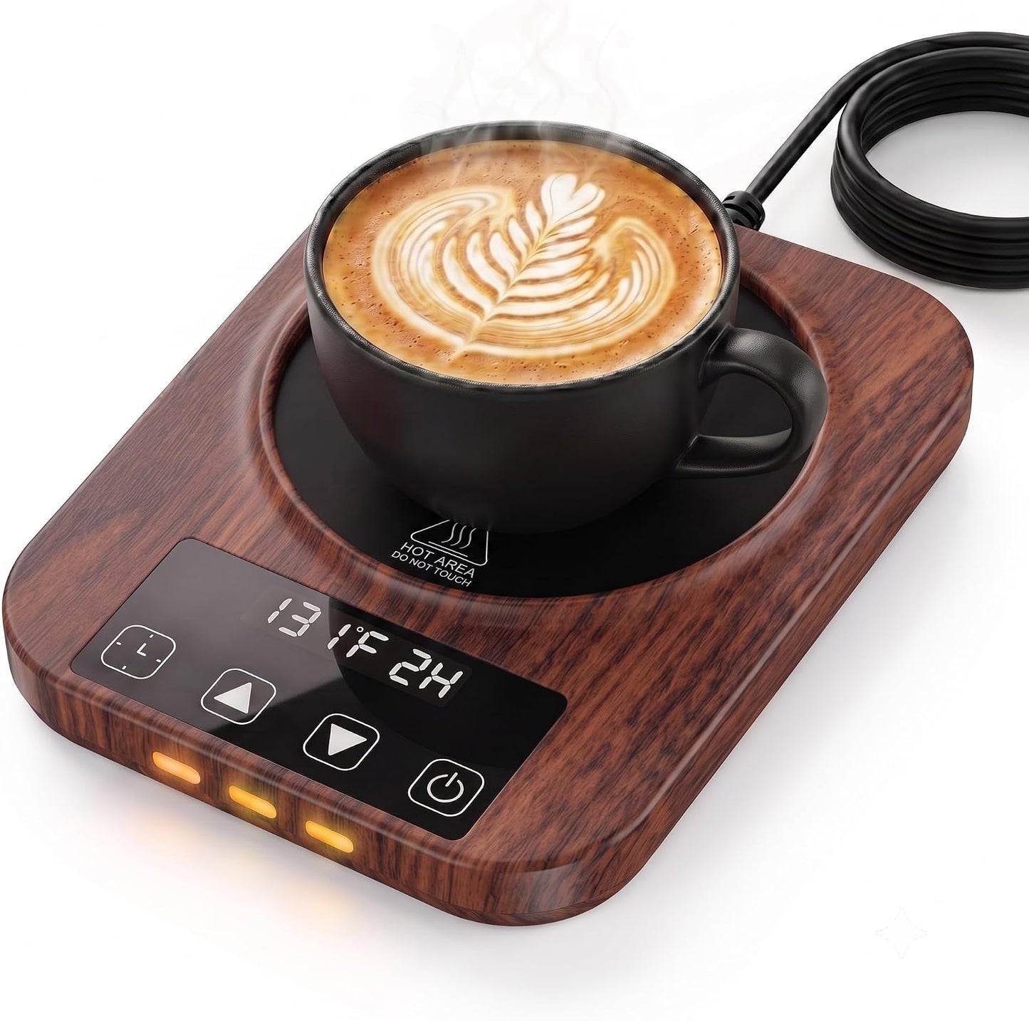 Coffee Mug Warmer for Desk - 9 Temperature Settings (100°F-180°F) Smart Electric Cup Warmer with 1-12H Timer, Large Heating Plate Auto Shut Off Coffee Warmer，Walnut