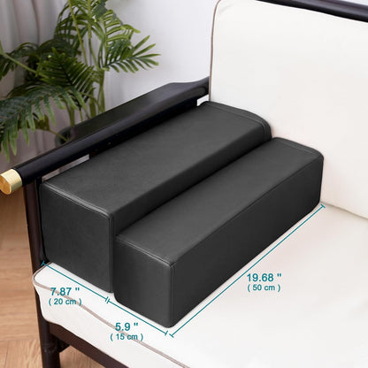 2 Pack Couch Arm Rest Pillow, 6''x6''x20'' Faux Leather Waterproof Cover, High Density Foam Armrest Cushion, Removable & Washable Elbow Support for Sofa, Bed, and Armchair (Medium Grey)