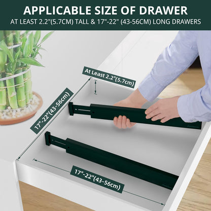 Bamboo Drawer Dividers Organizers, Drawer Separators Splitter,17-22 inches Long Adjustable Spring-loaded Organizer for Large Utensil, Clothes, Tools Drawers(yellow)
