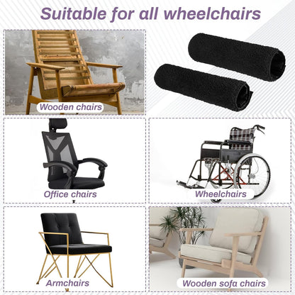 Psyqtsuary 2 Pcs Wheelchair Armrest Pads Covers, Non-Slip Widened Self Adhesive Armrest Strips, Washable Comfortable and Protective for wheelchairs Office Chairs armchairs