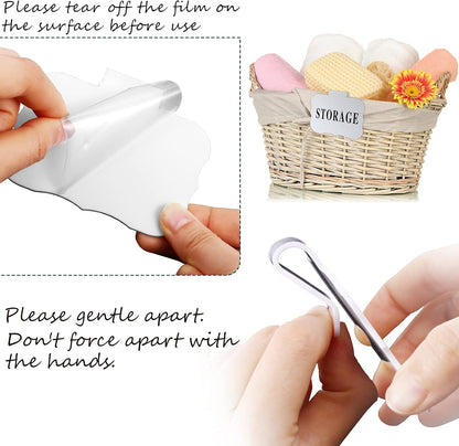 Zonon 8 Pack Basket Labels Clips with 40 Pcs Pantry Labels Set Removable Bin 3.5 x 2.4 Inch - for Kitchen, Pantry, Black & White Words