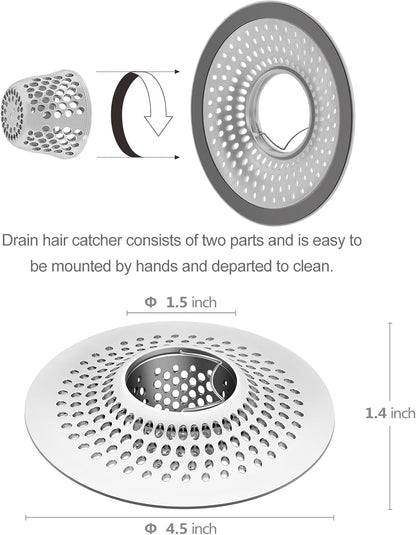 LEKEYE Drain Hair Catcher/Bathtub Shower Drain Hair Trap/Strainer Stainless Steel Drain Protector(Patented Product) | Stainless Steel