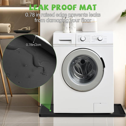 Washing Machine Drain Pan, 27x27 Inch Silicone Mat with Raised Edge | Waterproof Leak Protector Tray for Under Washer and Dryer, Anti-Slip and Foldable Laundry Room Mat