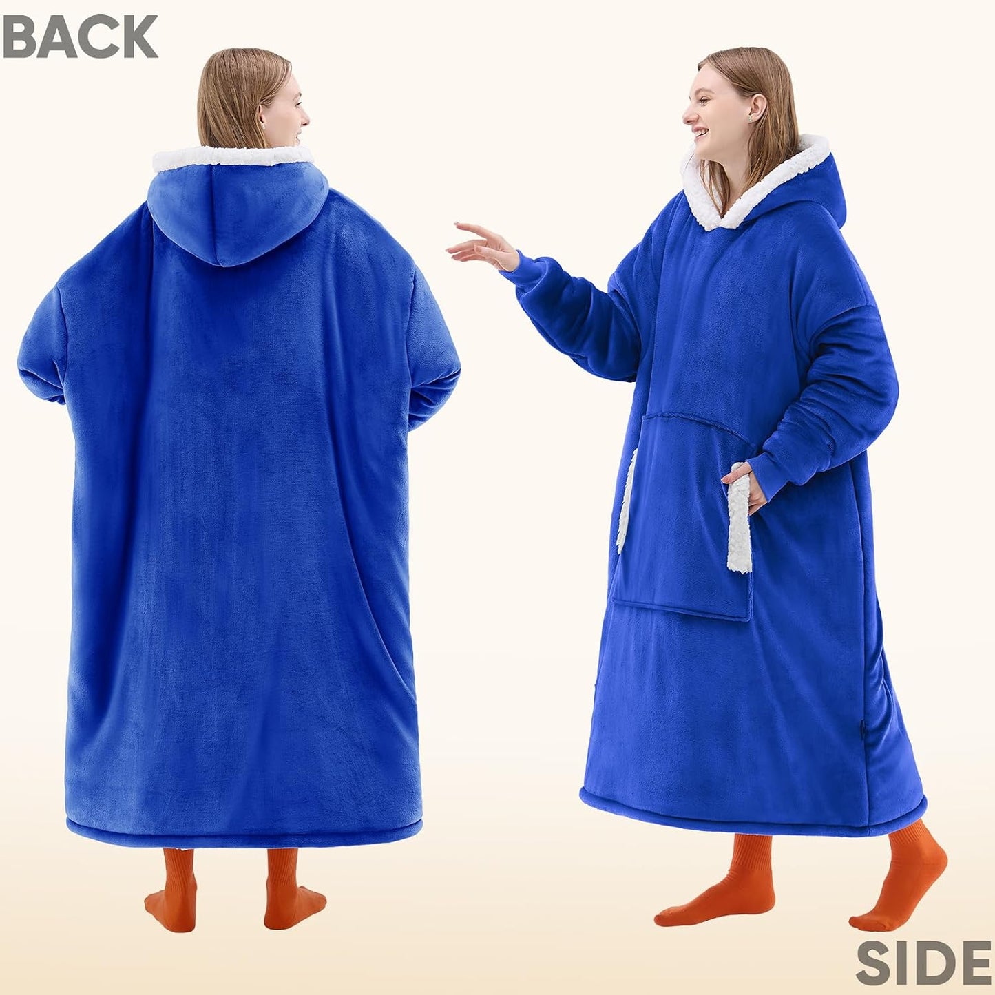 yescool Wearable Blanket Hoodie, Flannel Sherpa Fleece Blanket Sweatshirt for Adults Women Men,One Size Fits All - Colors A