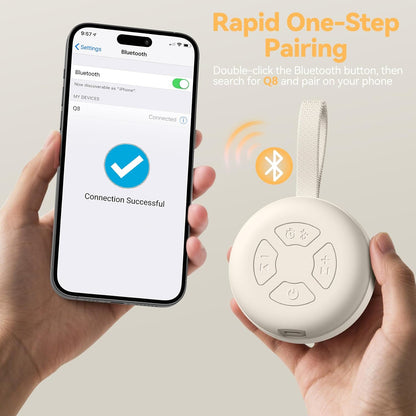 Portable Baby Sound Machine, White Noise Sleep Soother with 12 Soothing Sounds, 15H Battery, Timer & Bluetooth, Noise Canceling for Travel, Nursery, Stroller, Registry Gift for Newborn