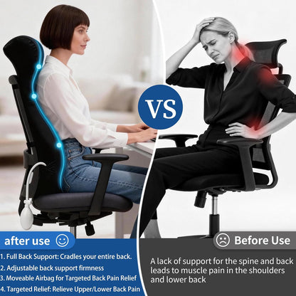 27.7'' Adjustable Airbag Full Back Lumbar Support Pillow, Back Pain Relief