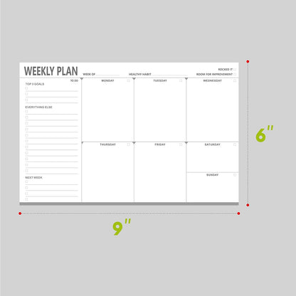 Weekly Planner Desktop List Note Pad To Do List with Magnet Mountings for Fridge Locker (90 Sheets 9" x 6")