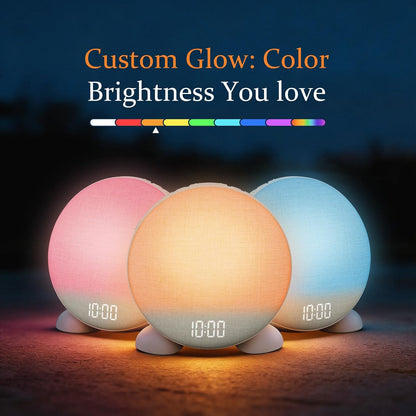 ANJANK App Smart Sunrise Alarm Clock Sound Machine with Wake up Light, Dimmable Clock & Night Light, Up to 15 Alarms, White Noise Machine with 25 Soothing Sounds for Bedroom, Gift for Kids Adults