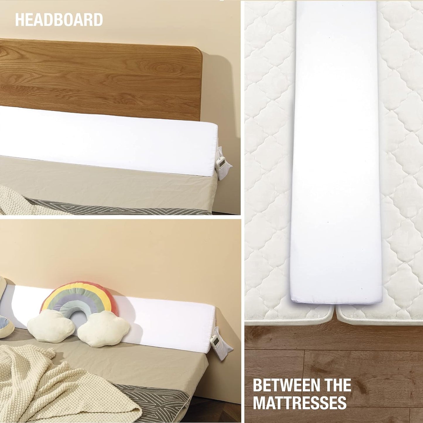 Vekkia 34" Extra-Long Wedge Pillow,7.5" Bed Wedge Pillow for Sleeping,White | Pillow Wedge Back Support for After Surgery, Idea for Acid Reflux,Snoring Relief,Removable Washable Cover&Double Side Pockets
