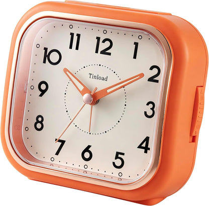 Tinload 4.3" Vintage Retro Analog Alarm Clock, Super Silent Non Ticking Clock with Manual Light, Snooze, Battery Operated, Simply Design, for Living Room, Bedroom, Bedside, Desk(Blue-V2)