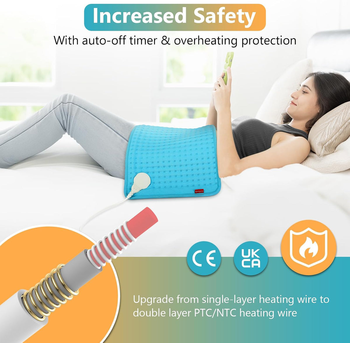 Comfytemp Wearable Heating Pad for Back & Period, FSA Eligible Pad, 12"×24"