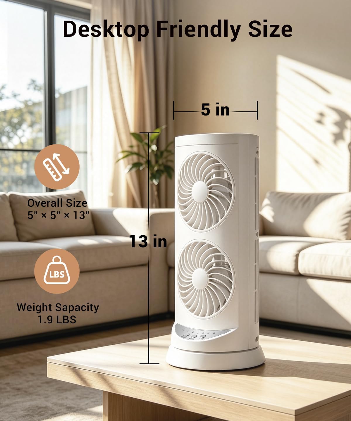 Tower Fan for Bedroom,24 ft/s Portable Desk Table Fan with Remote