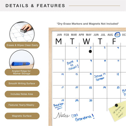 MCS Dry Erase Weekly Meal Planner Black Framed Calander Whiteboard, 11x24 | Dry Erase Weekly Meal Planner Black Framed Calander Whiteboard Frame, 11x24 Inch