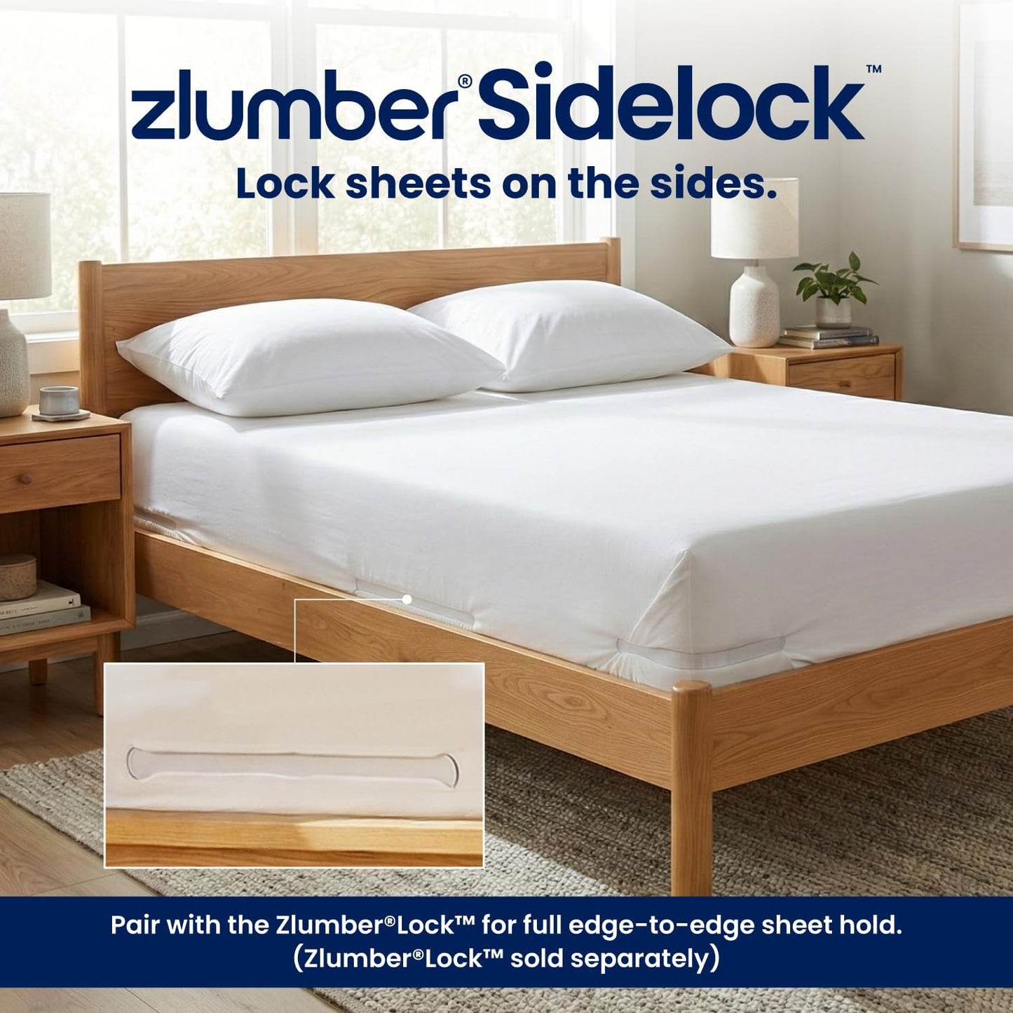 The Original USA Patented ZlumberLock - Secure Sheet Holder with Heavy-Duty Mattress Straps – No More Loose Bedding, Universal Fit, Easy One-Time Installation