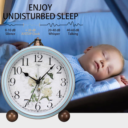 Maxspace 5.2in Analog Clock, Retro Silent Desk Clock Non-Ticking & Battery Operated with Quartz Movement,Clock Decor for Bedroom Living Room
