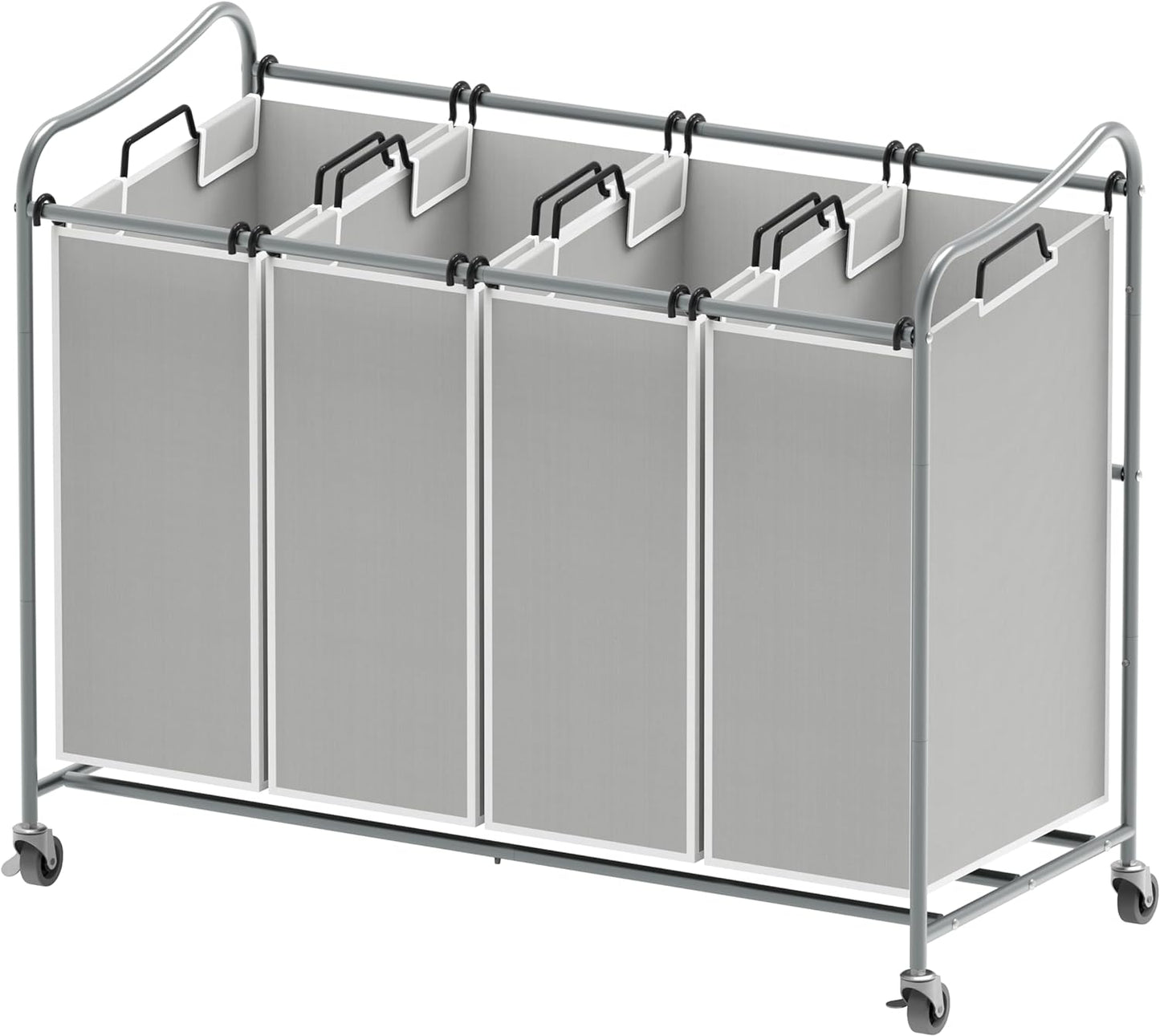 Simple Houseware 4-Bag Heavy Duty Laundry Sorter Rolling Cart, Dark Grey | Removable Bags and Lockable Wheels for Laundry Room Organization