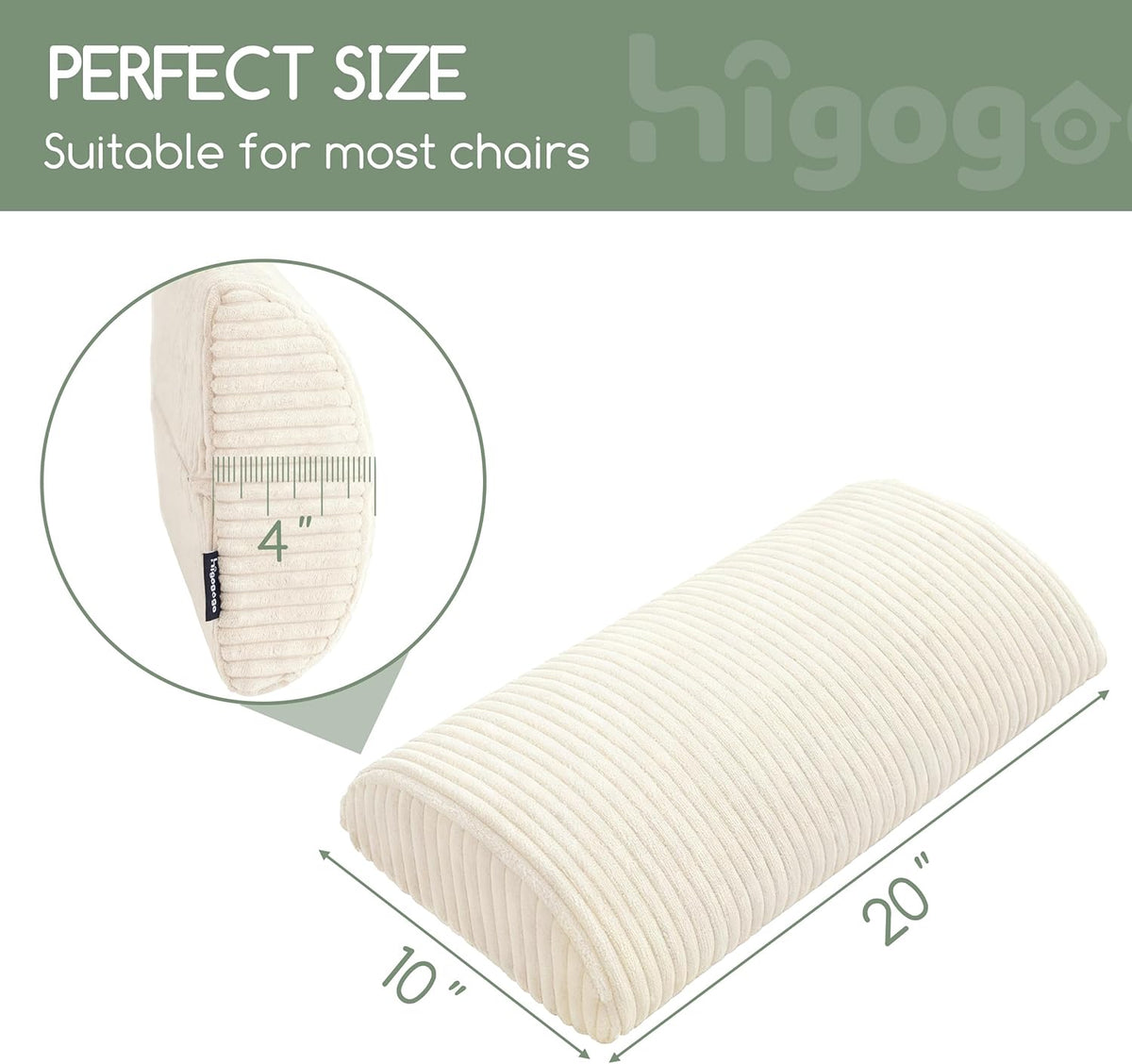 HIGOGOGO Lumbar Support Pillow for Recliner Chair/Accent Chair/Couch, Memory Foam Back Support Cushion for Elderly, Recliner Cushions for Back Rest, Pain Relief, Reading, Washable Cover, Brown