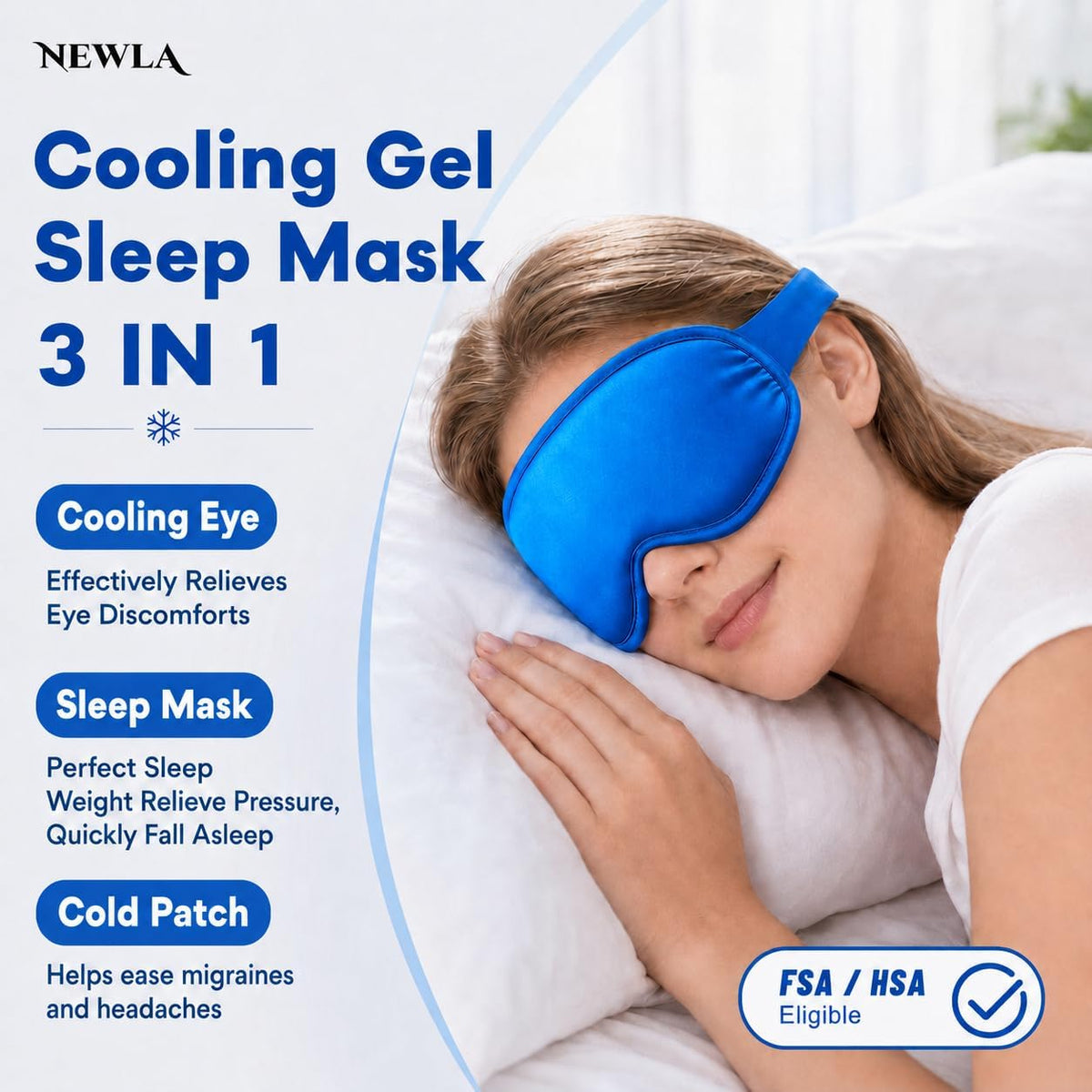 Cooling Eye Mask for Puffy Eyes: Fsa Eligible Items Hsa, Face Ice Eye Pack for Migraine After Surgery Relief - Reusable Cold Compress for Headaches Puffiness - Comfortable Weighted Fit Gel Sleep Mask