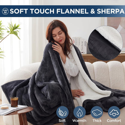 Westinghouse Heated Throw Blanket, 50"x60", Charcoal, ETL Certified