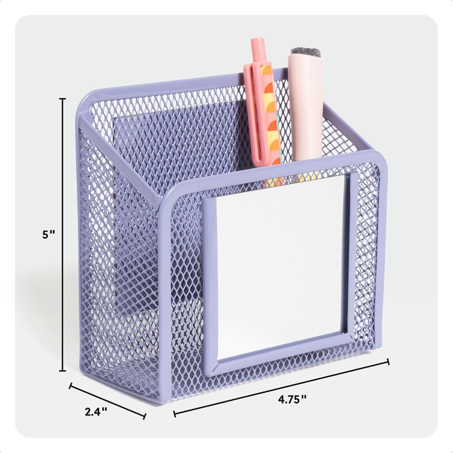 U Brands Magnetic Locker Cup with Mirror, Magnetic Pencil Holder, Purple