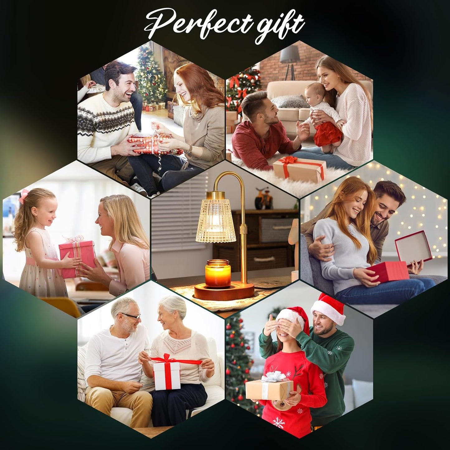 Candle Warmer Lamp with Timer and Dimmer,Electric Gold Light Gifts for Women Melt Wax Warmer Lamp with 2 Bulbs for Candle Jars House Warming New Home Decor Bedroom