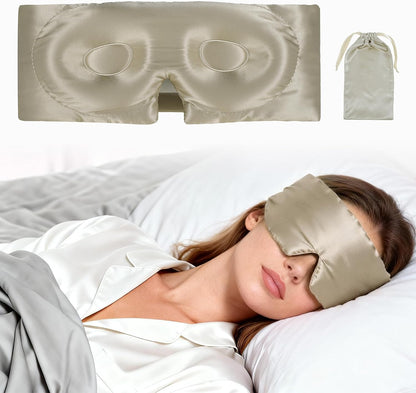 VOCOSTE 3D Pure Silk Sleep Mask with Travel Pouch, Black