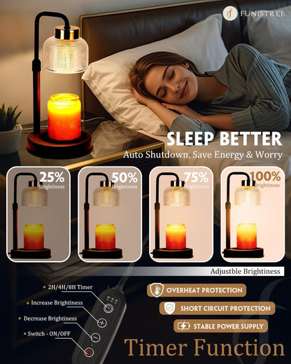 Modern Candle Warmer Lamp with Timer, Dimmable Candle Lamp Warmer, Mothers Day Birthday Gifts for Women Men, Black Candle Warmer, Adjustable Candle Light Warmer, Cozy Living Room Bedroom Home Decor