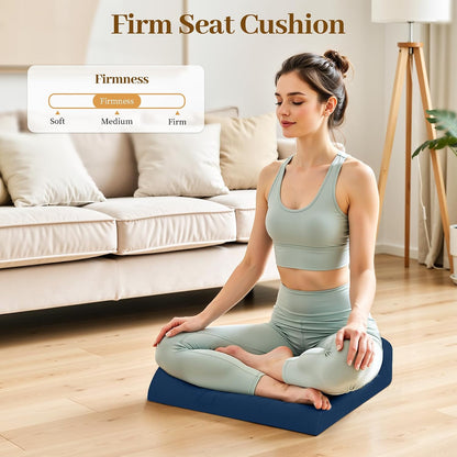 TranquilRelax Memory Foam Seat Cushion for Office Chair, 3-Inch, Black | Medium-firm Support for Long Sitting, Washable Mesh Cover, Non-slip Base, Perfect for Car Seats & Short Drivers
