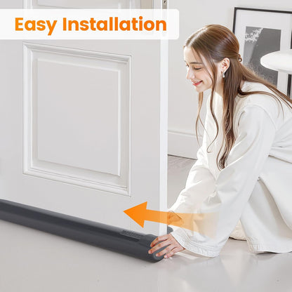 Door Draft Stopper, Under Door Draft Stopper for Bottom, 36 in, Black | Adjustable Size, Covers Gap up to 2.36 in, Easy Install, Blocks Cold air, Light, Reusable, for Bedrooms & Kitchen