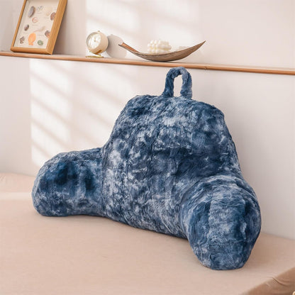 A Nice Night Ivory Reading Pillow, 18.5" Bed Wedge Pillows with Arms | Back Support For Sitting,Faux Fur Backrest Pillow For Adult Children, Supports Reading,Gaming & Relaxing in Bed,Couch,Floor
