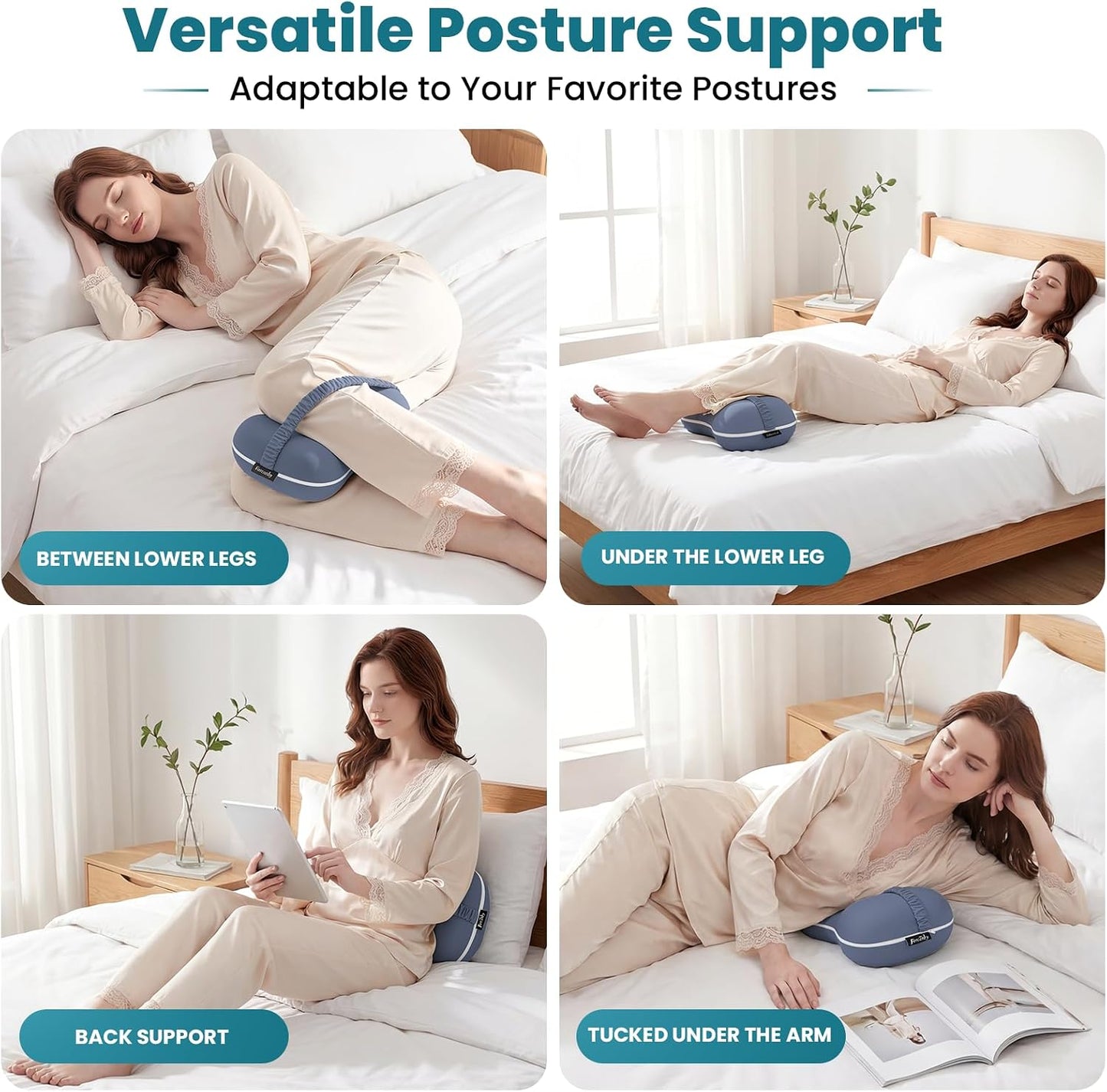 Knee Pillow for Side Sleepers - Smooth Spine Alignment Pillow, Memory Foam Knee Pillows for Back Hip Pain, Spine Aligning, Sciatica, Surgery Recovery, Pregnancy